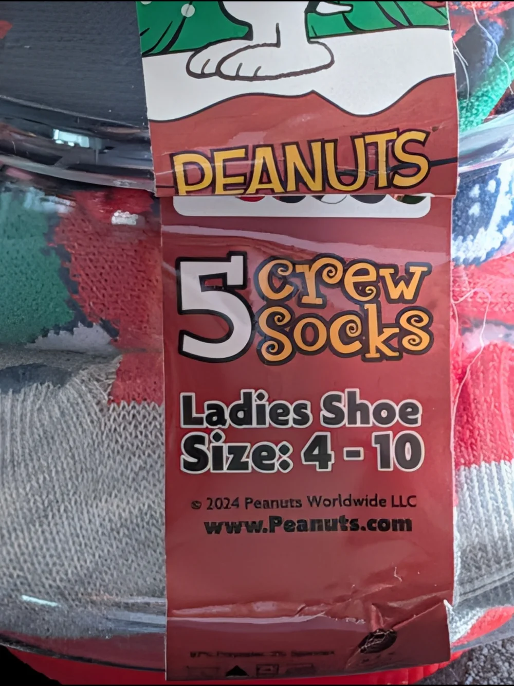 Peanuts Ladies 5-Pack Holiday Crew Socks